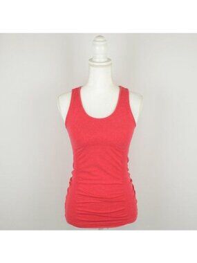 Athleta Speedlight Women's XS Red Scoop Neck Ruched Athletic Tank Top